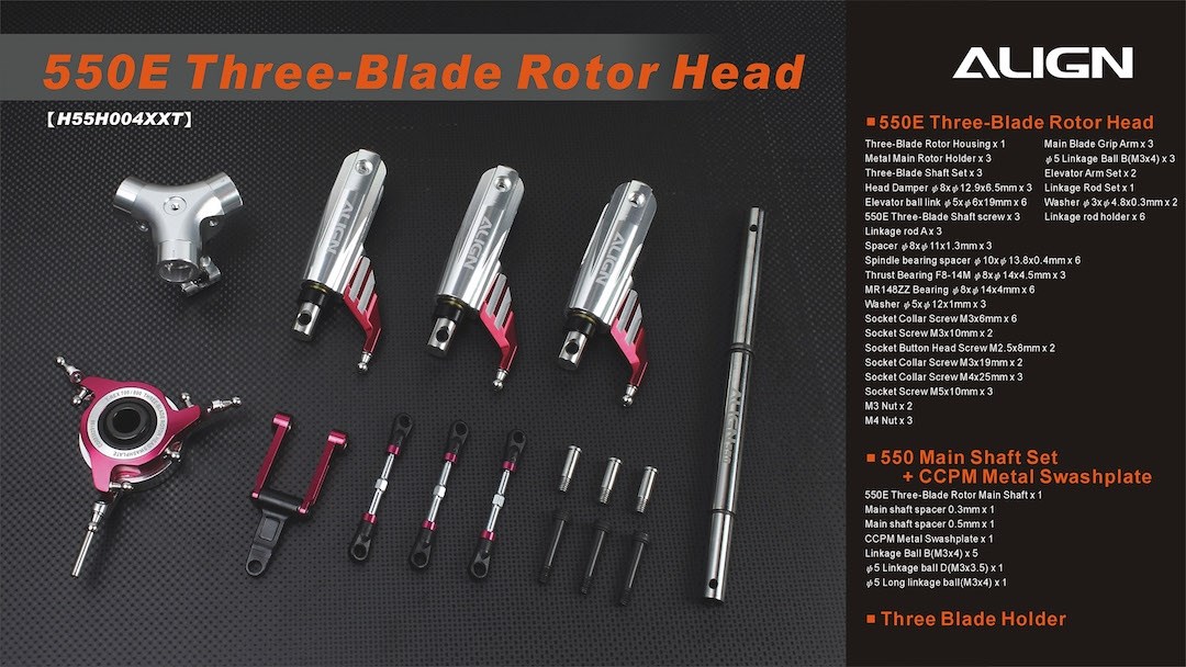 H55H004XXT 550E Three-Blade Rotor Head